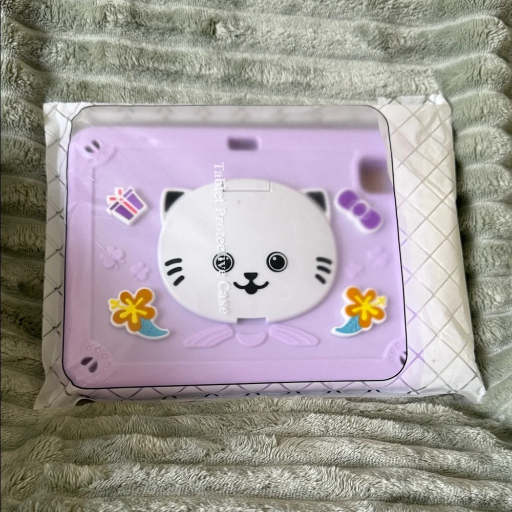 New! Cute Purple Cat Tablet Case